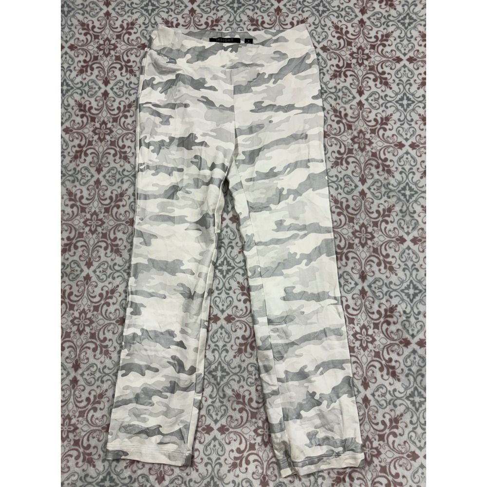 Insight Womens Camo Print Straight Leg Pants White Grey Camouflage Size 8